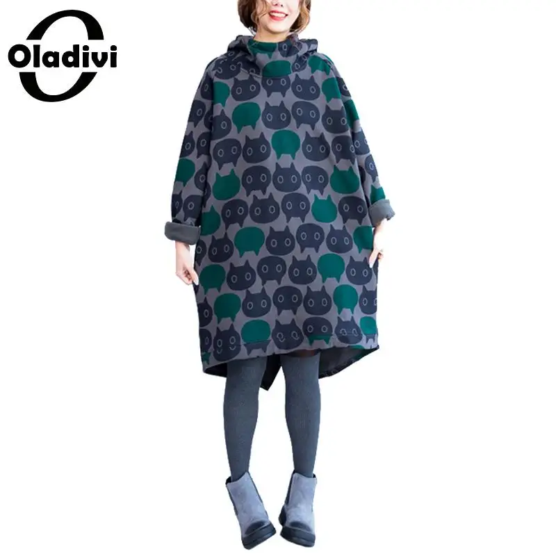 Бренд Oladivi большие размеры женские бархатные толстовки Женская Повседневная