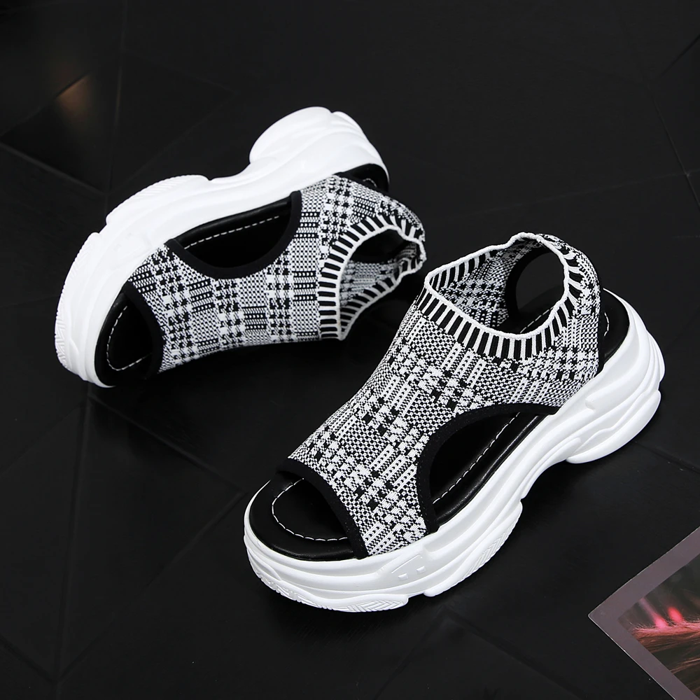 Женские босоножки на плоской платформе Meotina повседневные сандалии с вырезами и