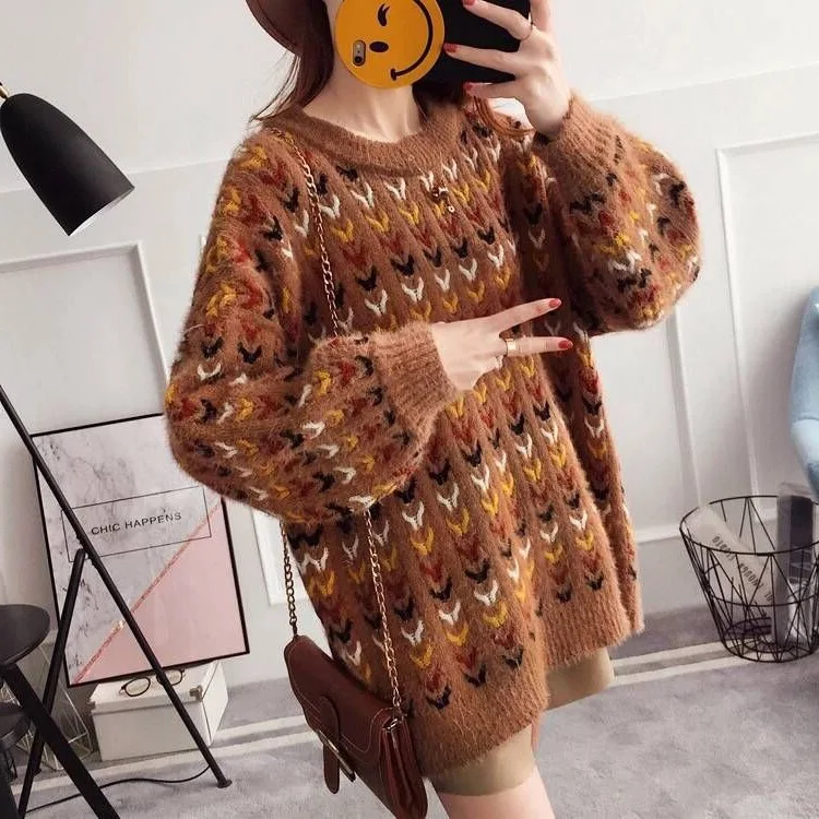 2020 autumn and winter new Korean version of the loose large size thick sweater pullover shirt women's clothing | Женская одежда