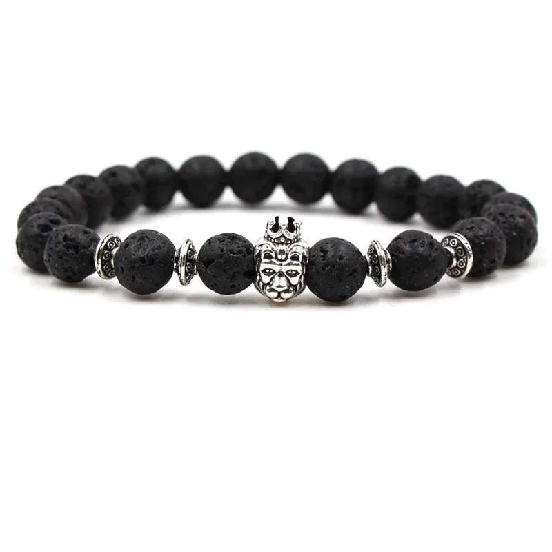 Браслет из лавы и Льва, браслеты для женщин, Pulseira Masculina Braclet, мужские ювелирные изделия, Feminina Bileklik, ручной работы, очаровательный браслет