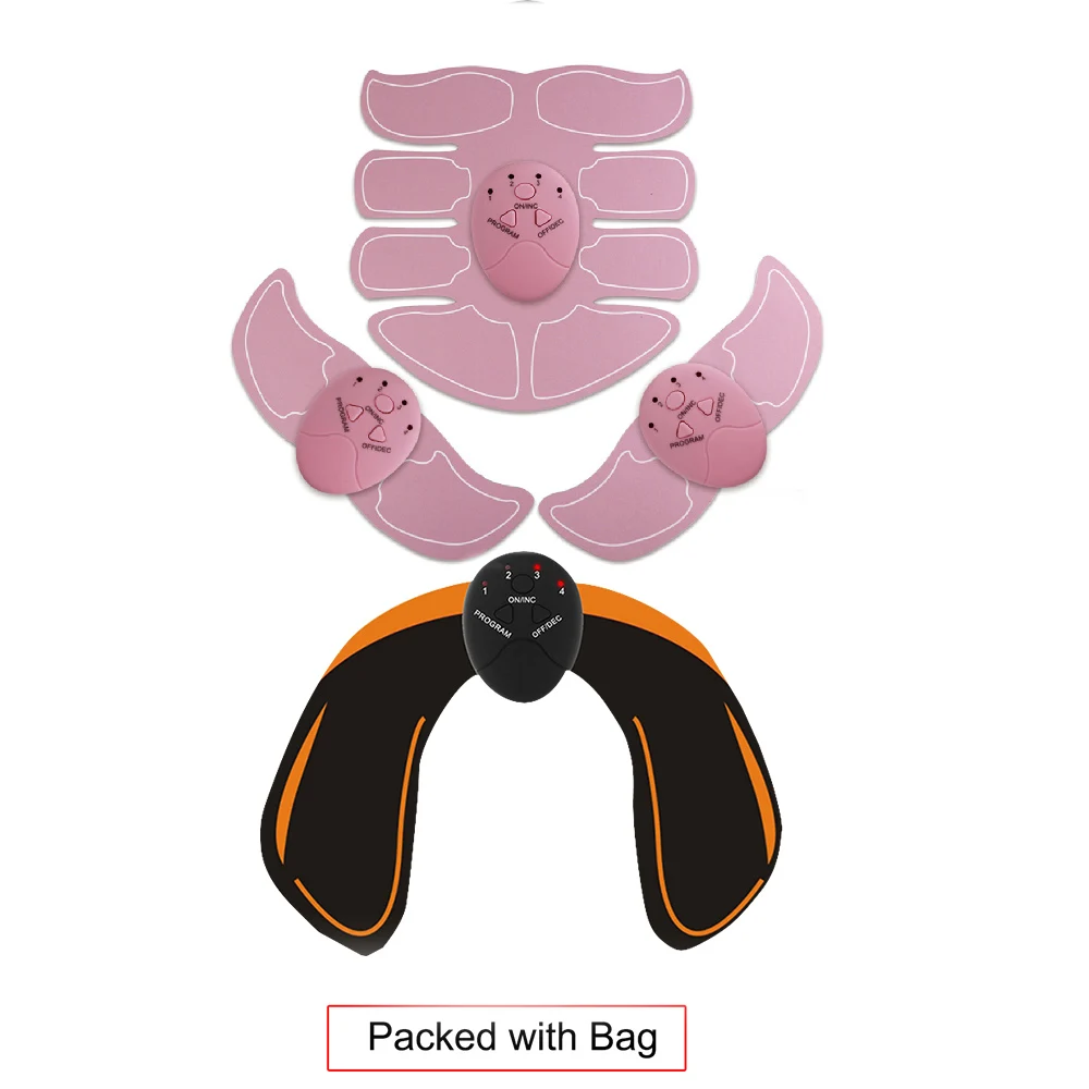 pink set Фитнес миостимулятор мышц стимулятор пояс потеря веса EMS тренажер для бедер набор брюшных поясов для похудения ABS Набор стимуляторов мышц - Цвет: pink set