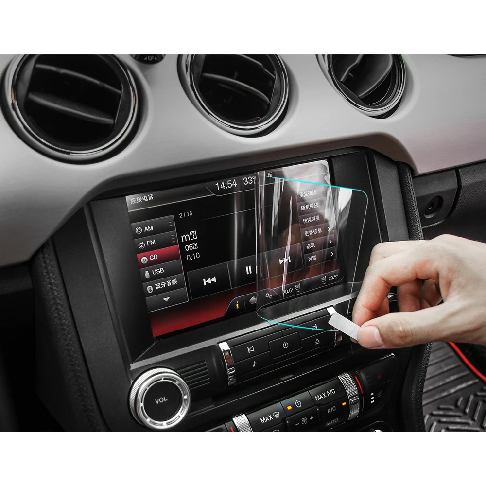 

SHINEKA Interior Mouldings For Ford Mustang GPS Navigation Screen Protector Decoration Stickers Fit For Ford Mustang 2015-2016