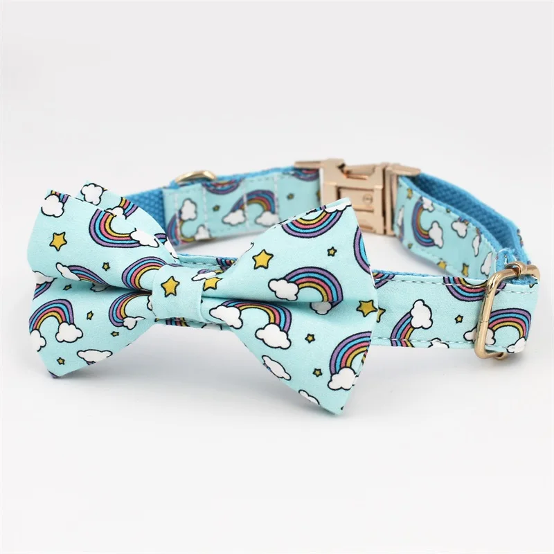 collar bow Радужный ошейник для собак с галстуком-бабочкой, персональный настраиваемый хлопковый ошейник для домашних животных, подарки для собак и кошек - Цвет: collar bow