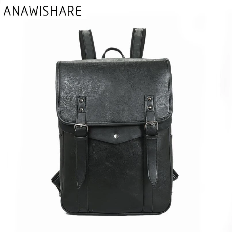 ANAWISHARE мужской кожаный рюкзак школьные сумки для подростков Студенческая