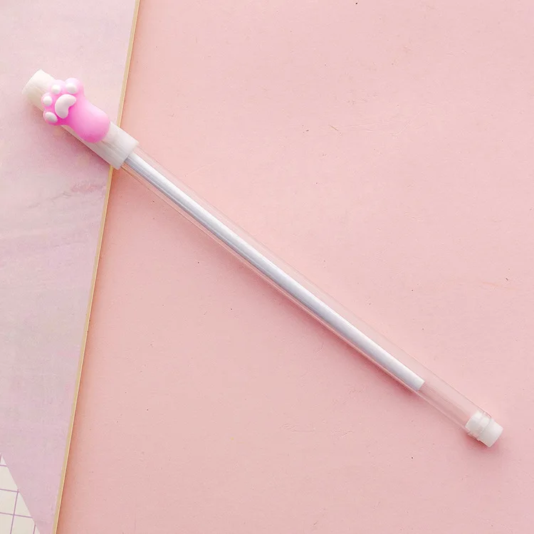 Pink cat claws 1 шт., прозрачная ручка Kawaii, овощи, кошачья лапа, гелевая ручка для студентов, канцелярские принадлежности, черные чернила для ручки, 0,5 мм, Escolar Papelaria - Цвет: Pink cat claws