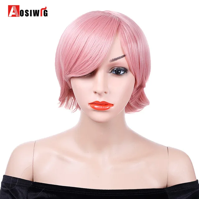 Парики AOSI короткие прямые милые волосы черный розовый 9 цветов костюмы