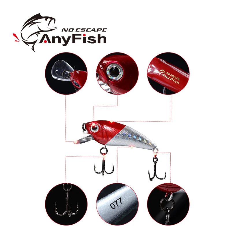 ANYFISH WOBBLING SHAD 40F-SR жесткая приманка для рыбалки 4 см 2 5 г с рыболовными крючками