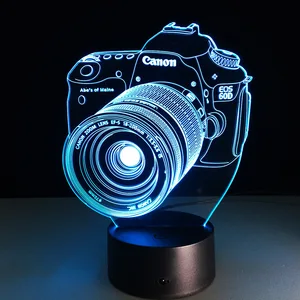 Новинка, светодиодная 3d-лампа с камерой, иллюзия, USB-лампа, сенсорный RGB, 7 цветов, изменяющийся Настольный ночсветильник, прикроватное украшение светодиодный светодиодная лампа, Прямая поставка