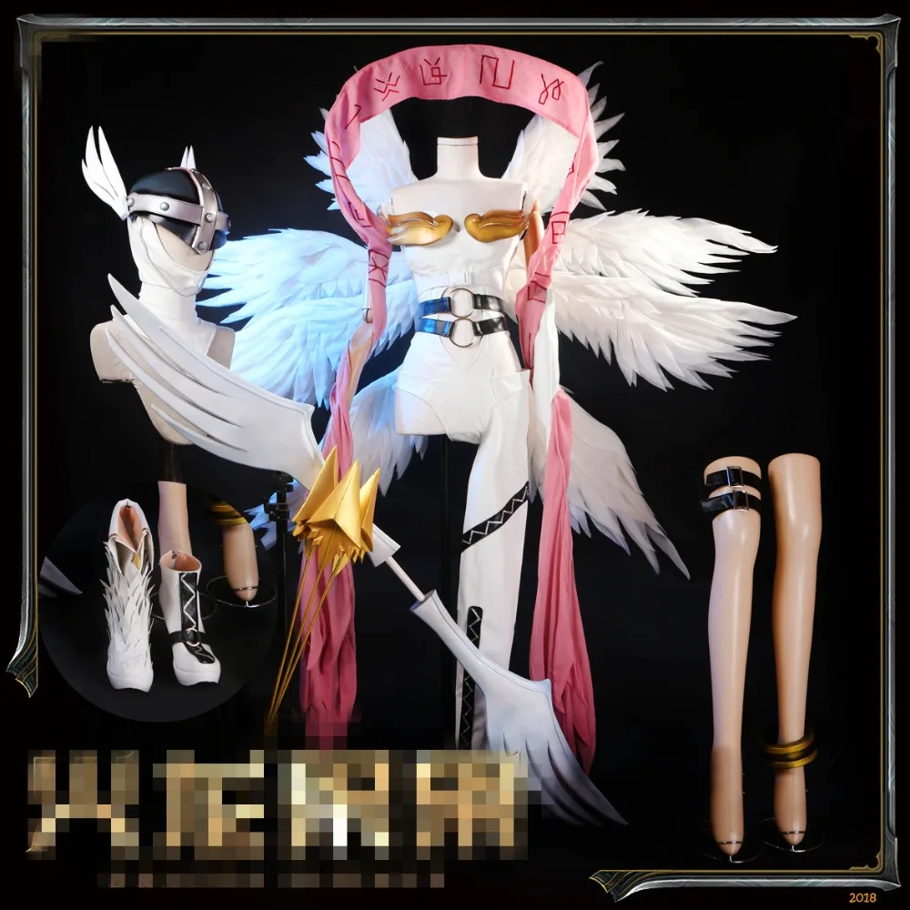 Аниме Косплей Цифровой Монстр Angewomon косплей костюм полный набор с реквизитами на заказ сексуальные костюмы с крыльями