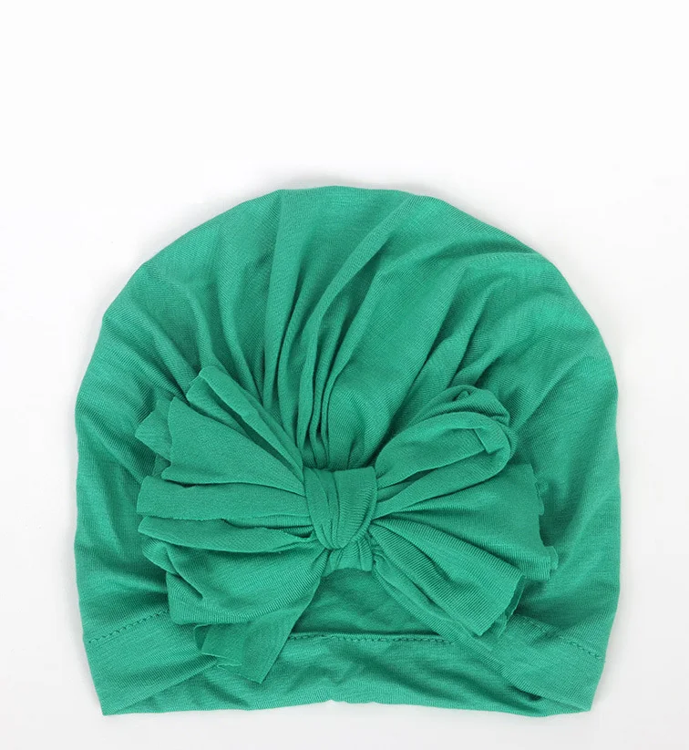 Color 5 Green Повязка на голову для маленьких девочек, шапка с бантиком, топ, тюрбан из хлопка, повязка на голову, подарок для детского душа - Цвет: Color 5 Green