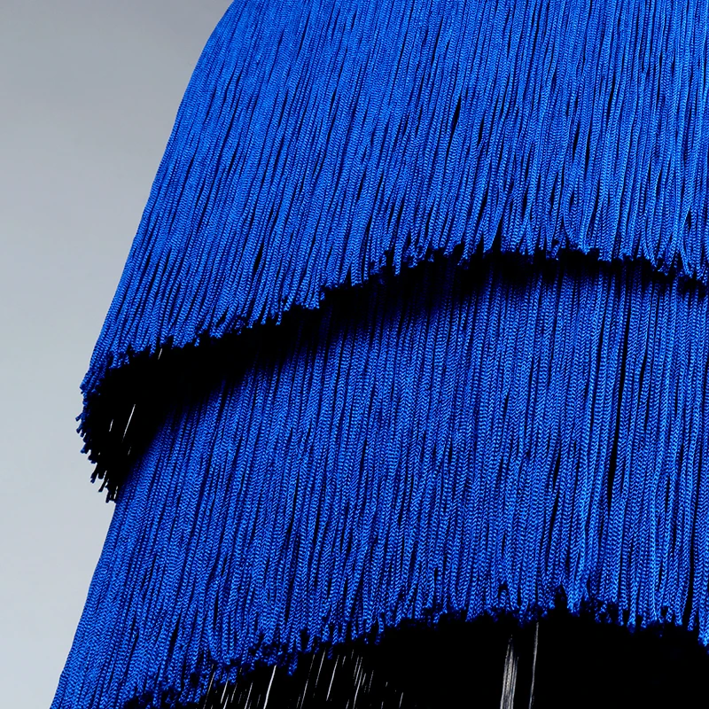 Женское платье с бахромой ярко-синее для латиноамериканских танцев |