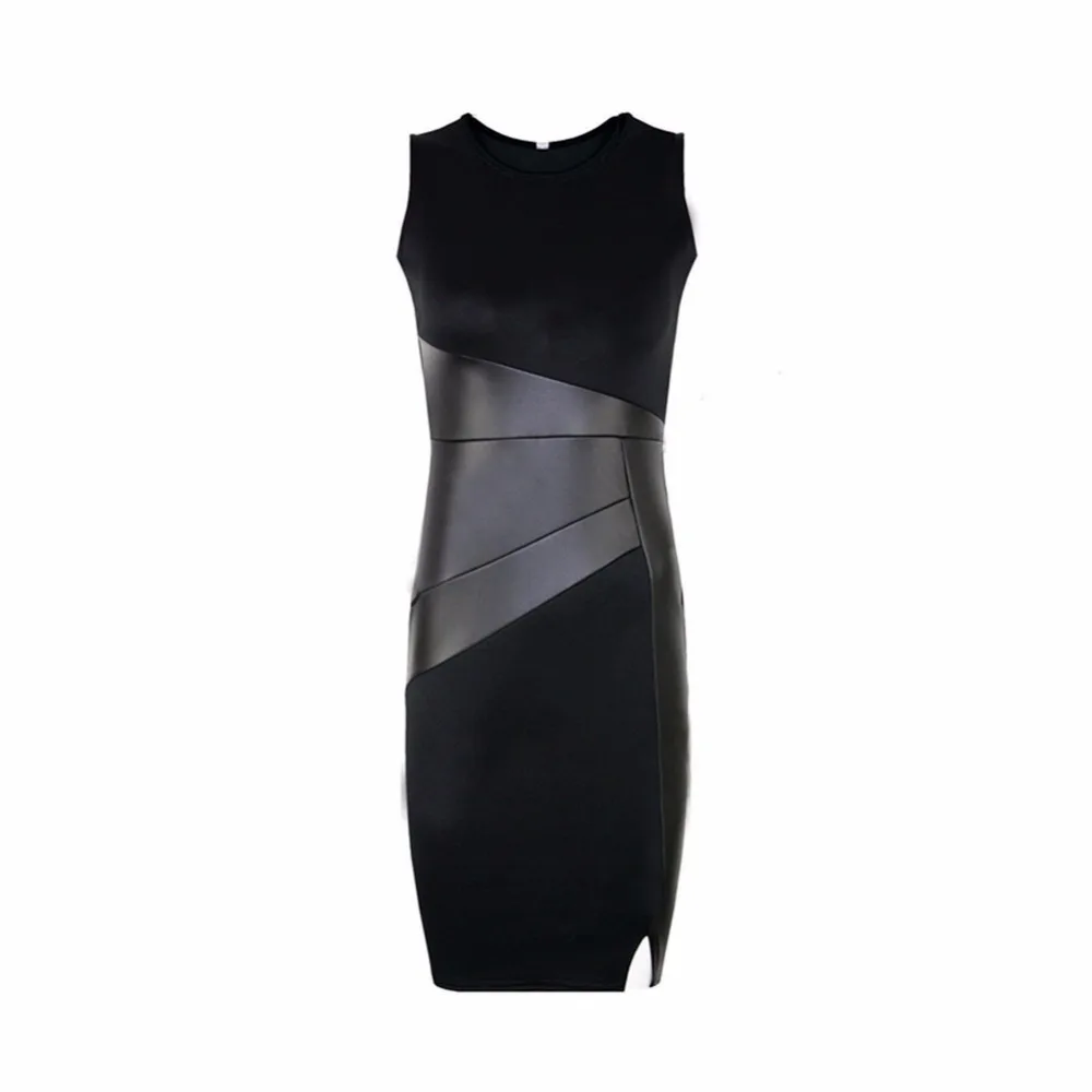 Лиза colly цвета блоки платья кожа Vestido неформальная Slim Fit халат сексуальный