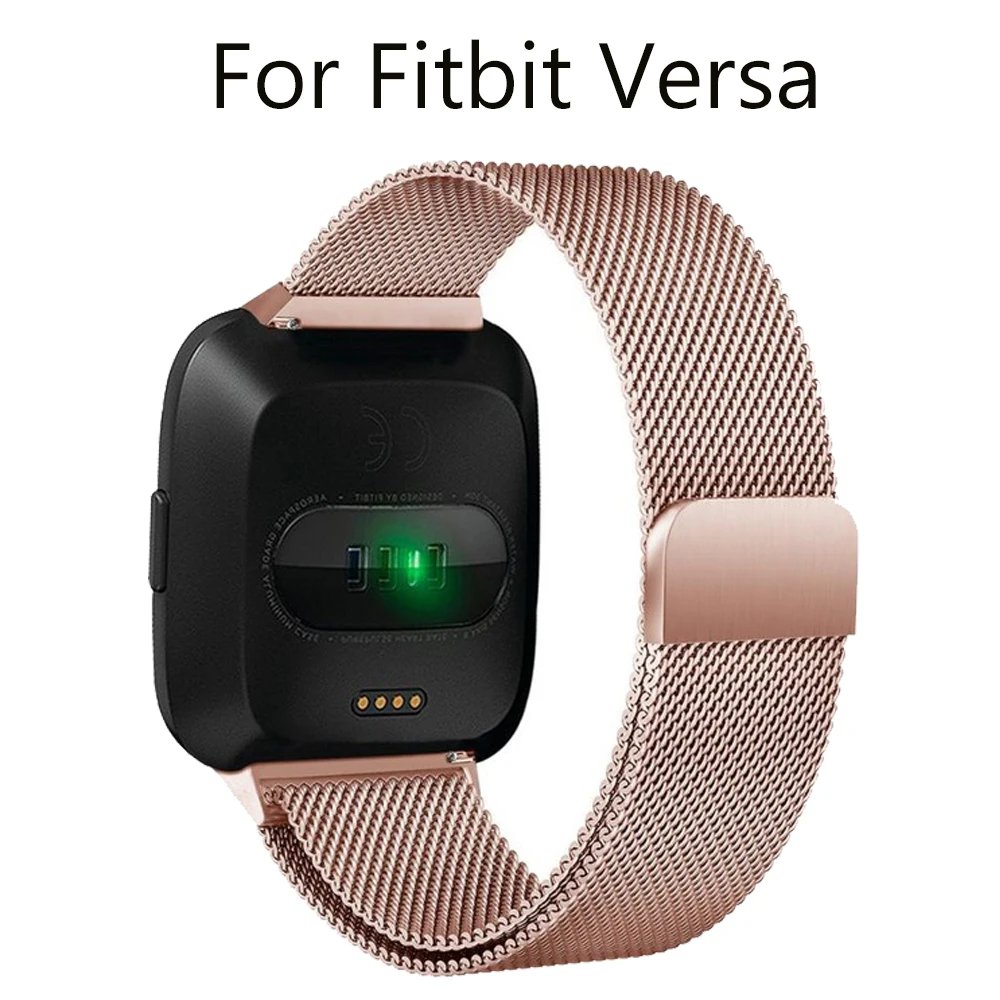 Металлический браслет из нержавеющей стали для Fitbit Versa, ремешок на запястье, Миланская петля, магнитный браслет, подходит для битов, аксессуары для браслетов