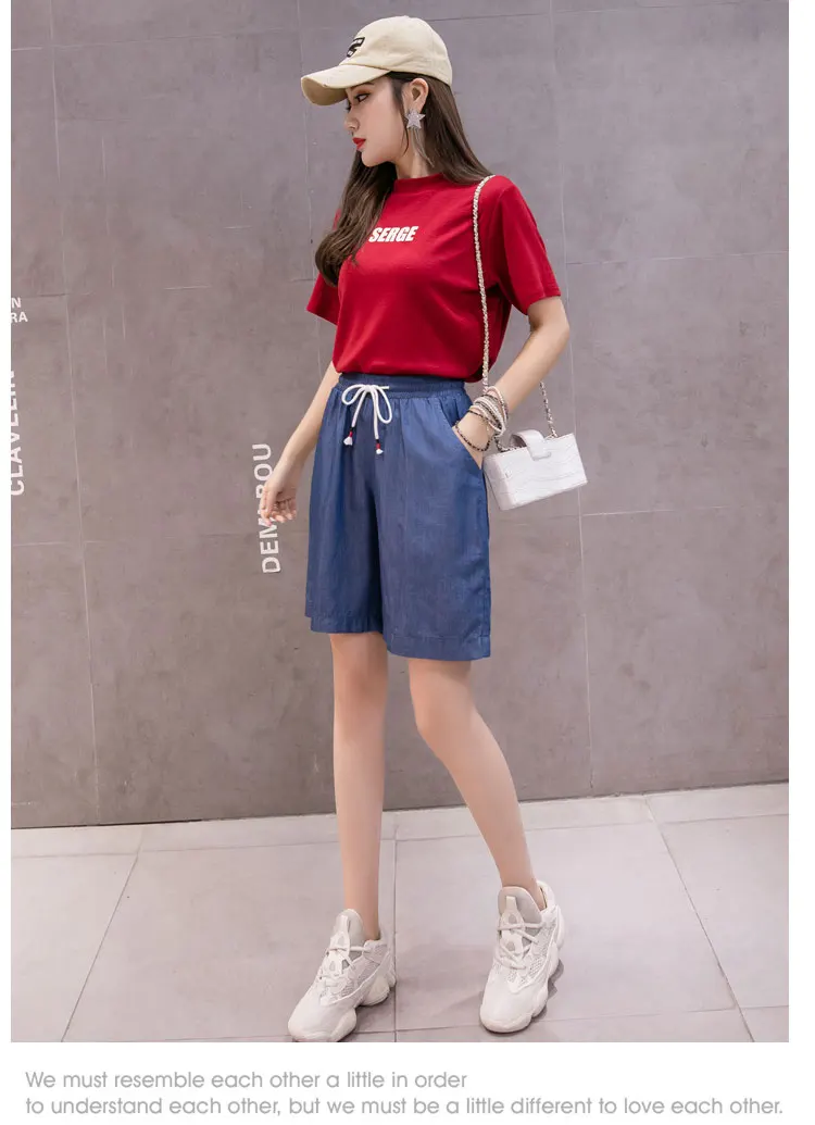 Новинка 2019 года большие размеры женские свободные джинсовые шорты однотонные