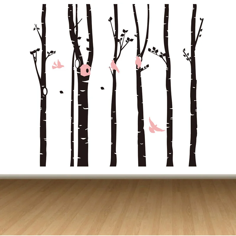Березовые деревья, настенные наклейки, дерево, настенная наклейка, съемная черная Березовая Наклейка на стену, деревья, детская комната, виниловый Настенный декор