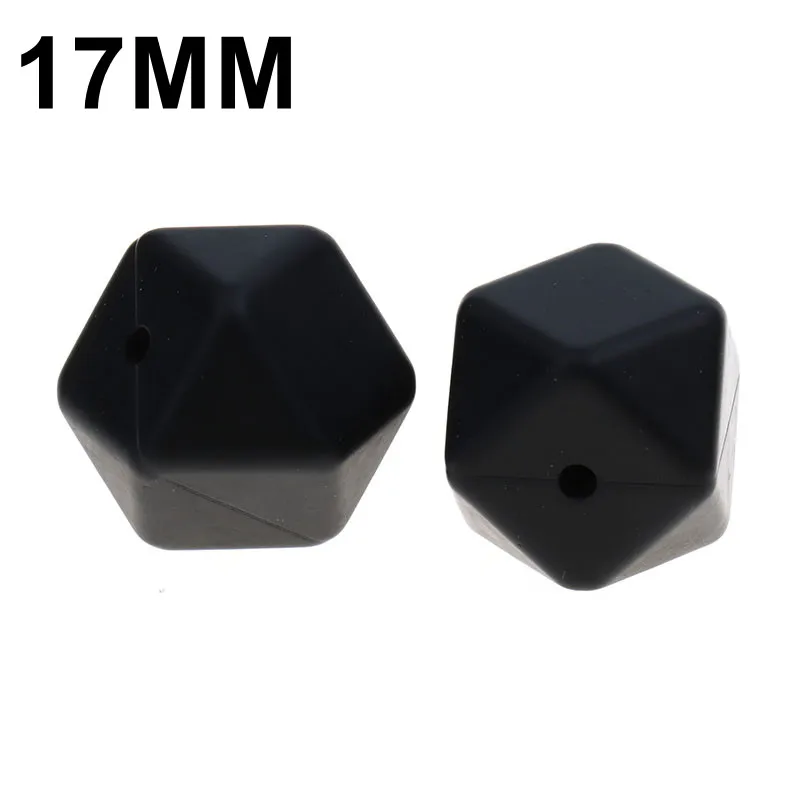 10 Smokey Black Fkisbox 17 мм шестигранник 100 шт силиконовый детский Прорезыватель для зубов, бусы без бисфенола для новорожденных, жевательные прорезыватели для зубов, ожерелье, ювелирные изделия для младенцев, сделай сам, подарок для душа - Цвет: 10 Smokey Black