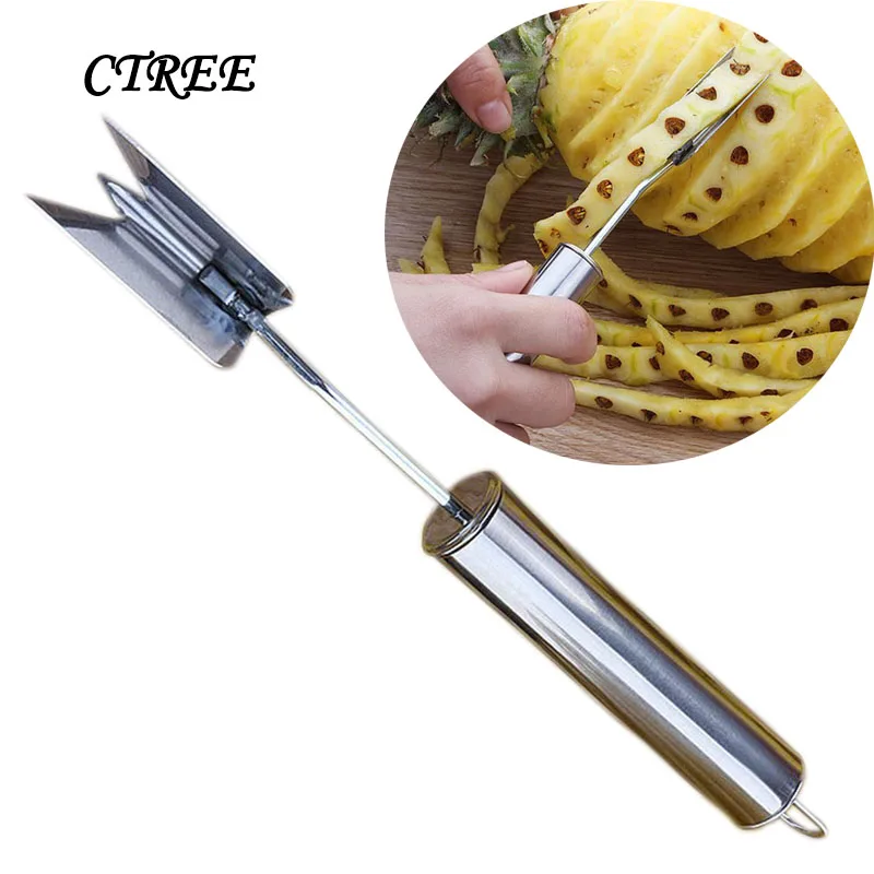 

CTREE 1PCS Pineapple Slicer Stainless Steel Pineapple Eye Peeler Pineapple Fork Knife And Fork Fruit Salad Kitchen Gadgets C276