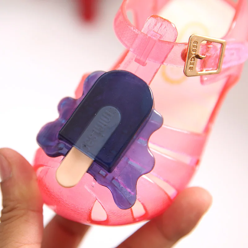

2020 New Kids Mini Melissa Jelly Sandals For Baby Girls ice cream Children Summer Cute Cartoon Beach Shoes Infantil Sandalia