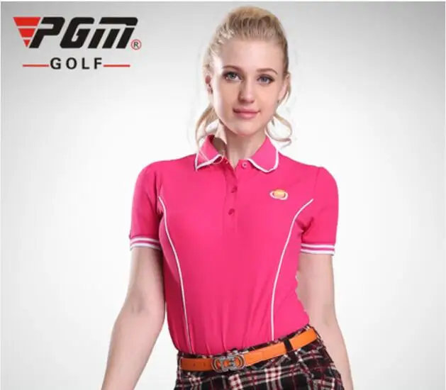 PGM 2017 New Womens Golf Polo Shirts Short Sleeve Summer Polyester Golf Shirts for Women Quick Dry Polo Clothes, Free shipping