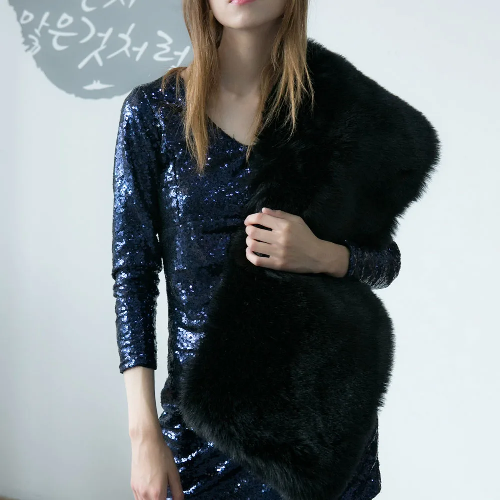 2019 зимние Для женщин роскошный пушистый мех шали шарфы Элегантная Дамская