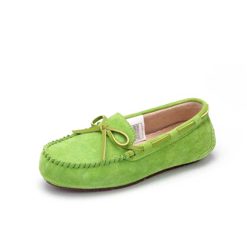 APPLE GREEN Г. Модные женские туфли на плоской подошве из натуральной кожи повседневные Лоферы Мягкие Мокасины без застежки женская обувь для вождения - Цвет: APPLE GREEN