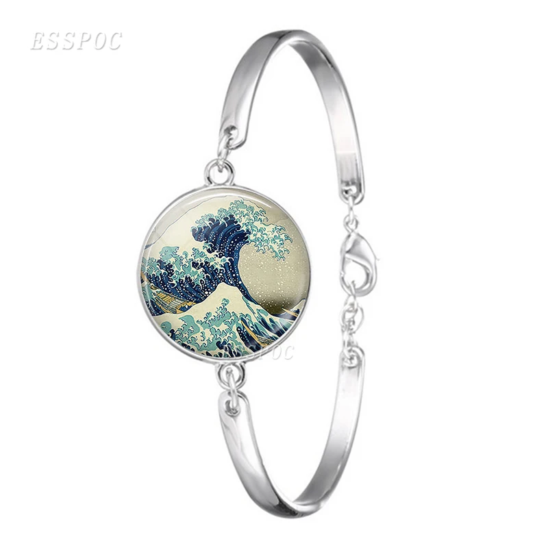 Брелок Great Wave At Kanagawa японский кабошон стеклянный брелок ювелирное ожерелье