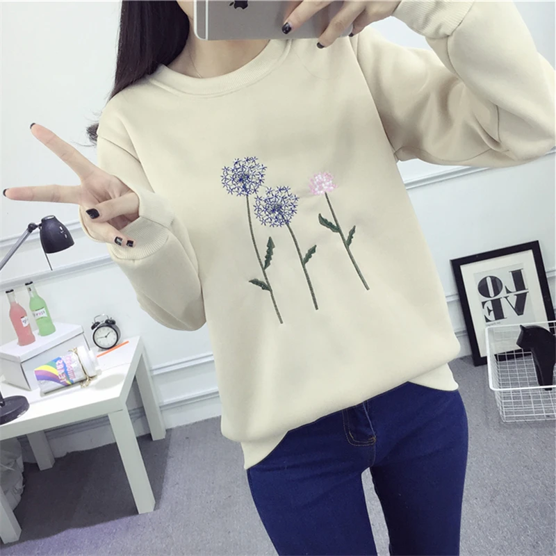 Новинка 2018 осенне зимний женский свитер милый пуловер с вышивкой одуванчика