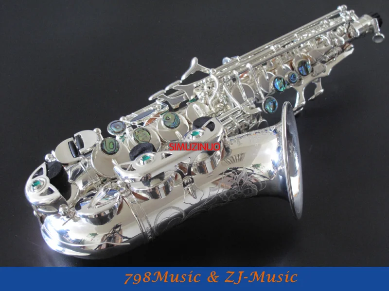 

Новый профессиональный посеребренный Bb сопрано изогнутый саксофон H igh F # Keys