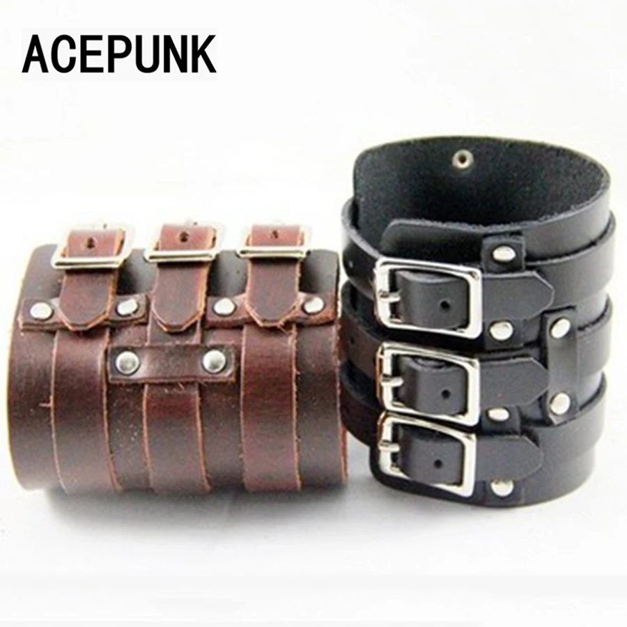 Новинка 2019 кожаный браслет с пряжкой в стиле панк-рок заклепками Pulseira Masculina |