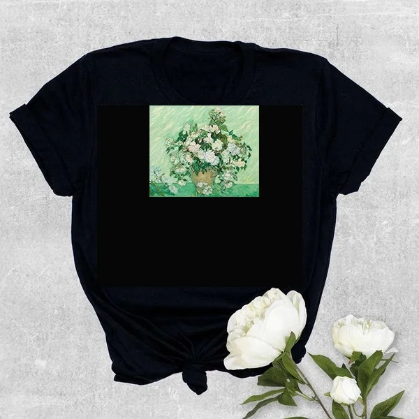 

starqueen-JBH 2019 New Van Gogh Plant Flower Graphic Tee Summer Fashion 100% Cotton Casual Funny T-Shirt Hot Sale Short Sleeves