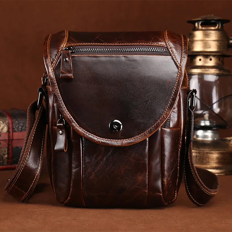 Сумка мессенджер мужская из воловьей кожи саквояж на плечо натуральной портфель