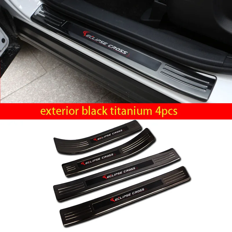 exterior black 4pcs Порог Добро пожаловать защита педали пластина Внешняя дверь педаль украшения автомобильные аксессуары для Mitsubishi ECLIPSE CROSS - Цвет: exterior black 4pcs