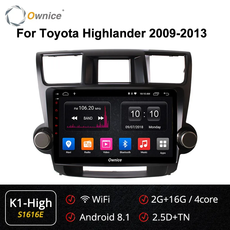 S1616 K1-High Ownice 10," Автомагнитола gps DVD Navi K3 K5 K6 для Toyota HIGHLANDER 2009 2013 Универсальный Android 9,0 8 ядерный 4G LTE - Цвет: S1616 K1-High