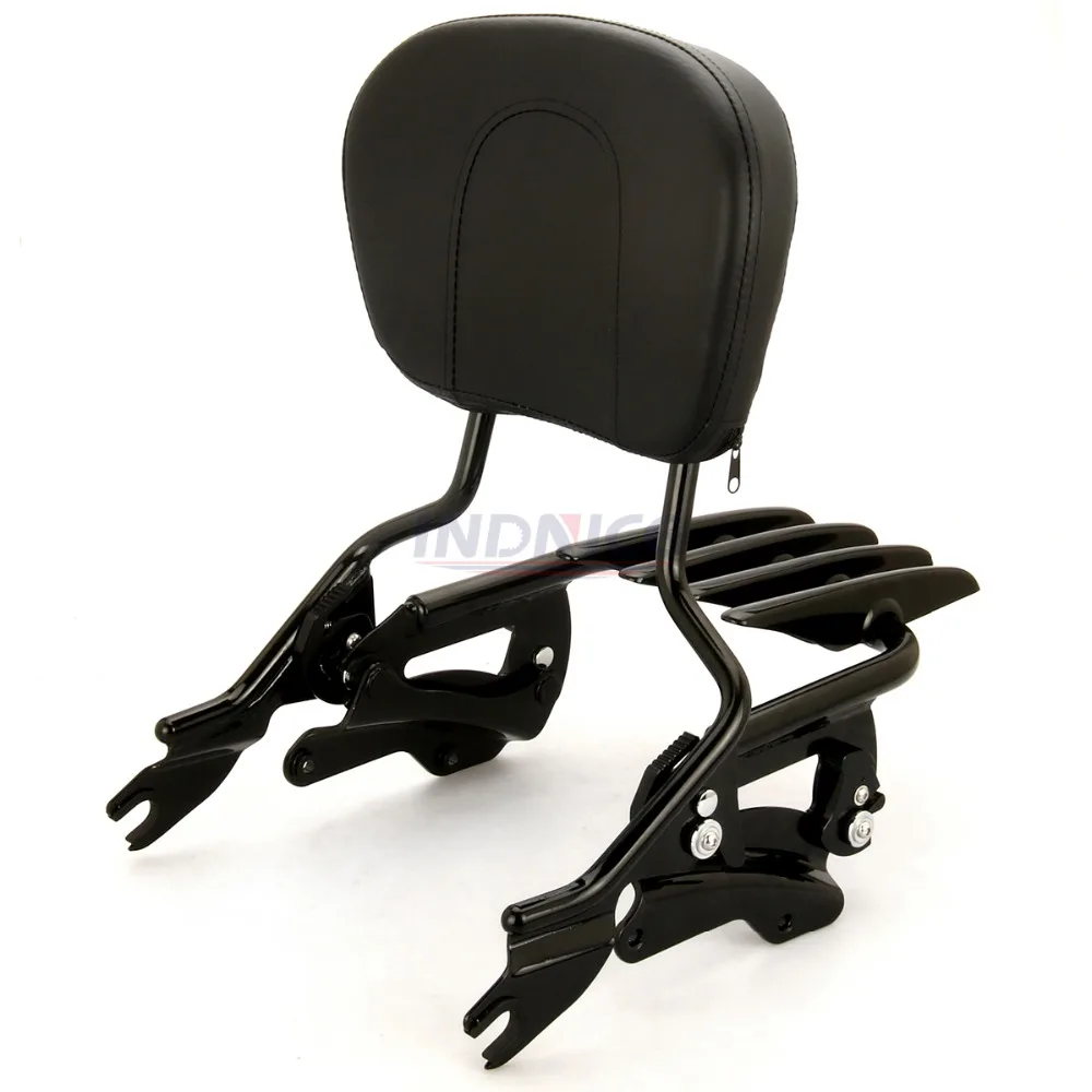 Black Sissybar Backrest + Docking hardware kit +Luggage rack for harley Touring Street Glide FLHX roadking ultra CVO 2014-2017 | Автомобили
