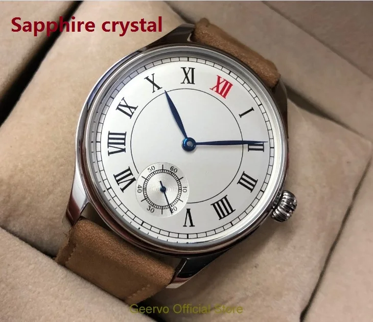 

Sapphire crystal 44mm GEERVO Asian 6498 17 jewels Mechanical Hand Wind movement men's watch Roman Mechanical watches gr220-8