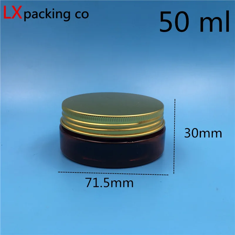 50 ml gold cover 30 шт 50 80 100 150 200 250 мл пластиковая коричневая пустая упаковка баночка бронзовая алюминиевая крышка контейнер для крема бутылки - Цвет: 50 ml gold cover