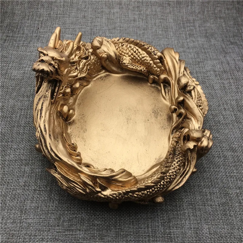 М р. К супер Винтажный стиль рельеф Дракон Смола пепельницы большой размер Роскошный Ретро дракон сигареты
