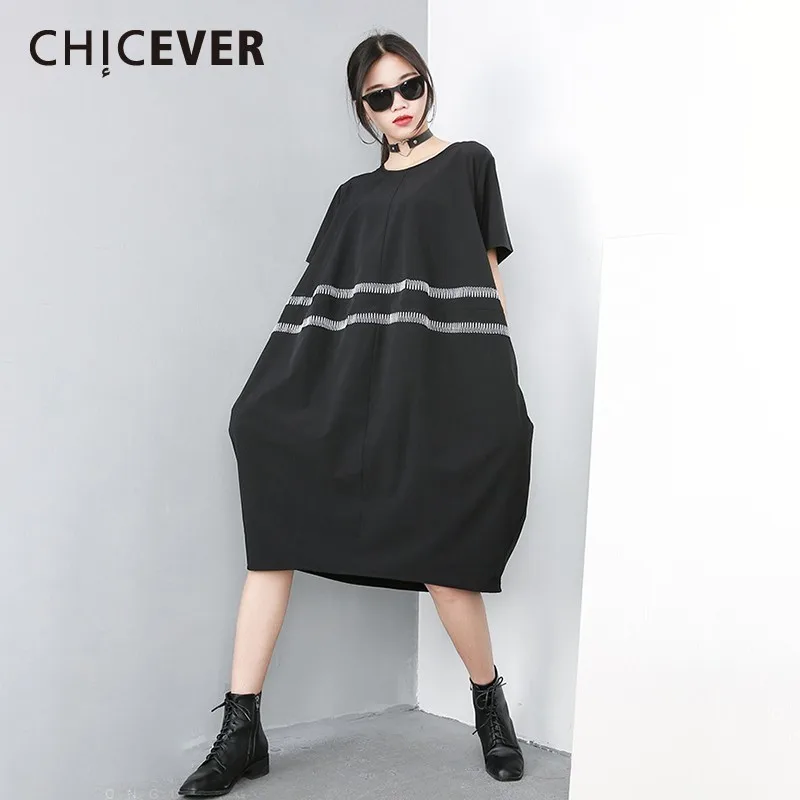 Фото CHICEVER Spring Striped Print Women Dress O Neck Short Sleeve Loose Oversize Knee-length Bud Female Dresses 2019 Fashion New Женская CHICEVER Spring Striped Print Women Dress O Neck Short Sleeve Loose Oversize Knee-length Bud Female Dresses 2019 Fashion New Женская