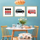 Лондонский автобус, украшение для детской комнаты, Картина на холсте, настенное искусство, постеры для метро и детской комнаты, домашний декор