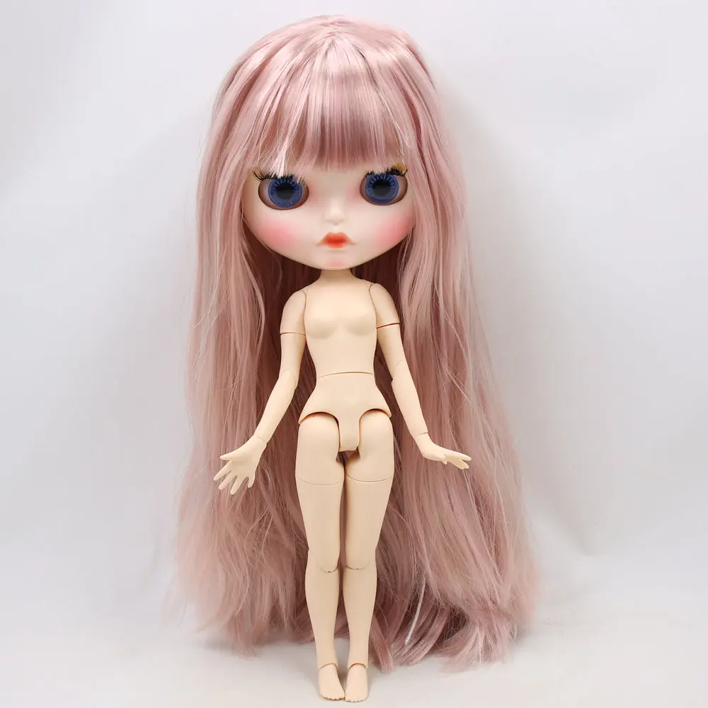 Кукла ICY DBS Blyth для No.BL6022/8800 дымчато розовые волосы резные губы матовое лицо с