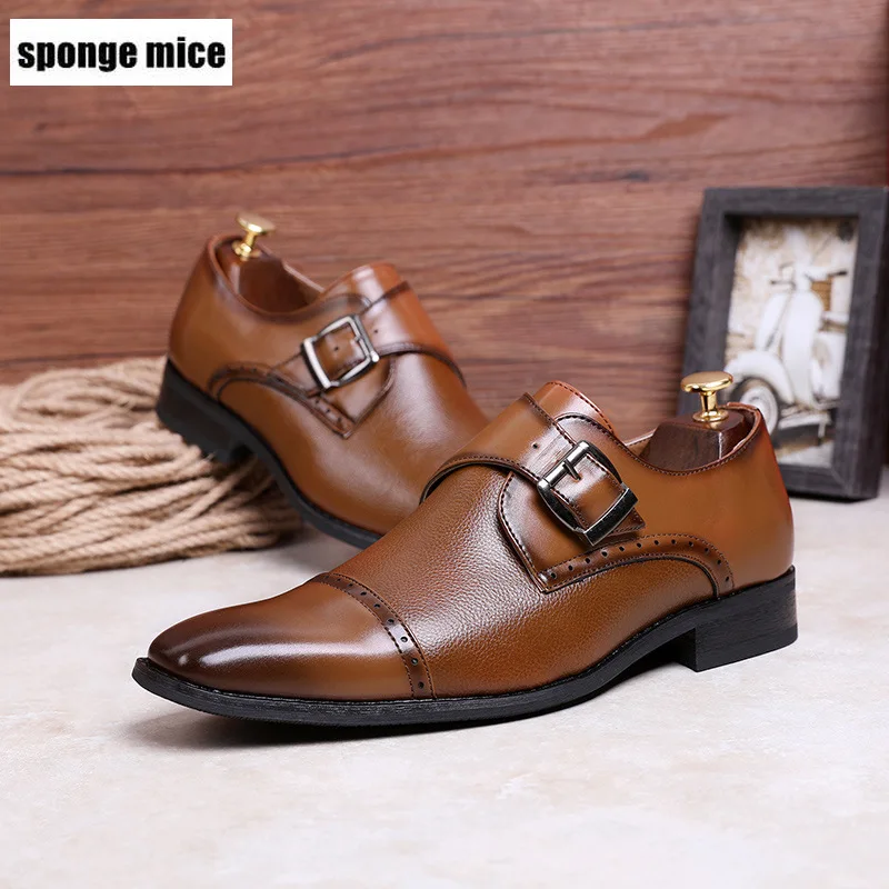 Новинка Мужская обувь модельные туфли в деловом стиле мужские с пряжкой