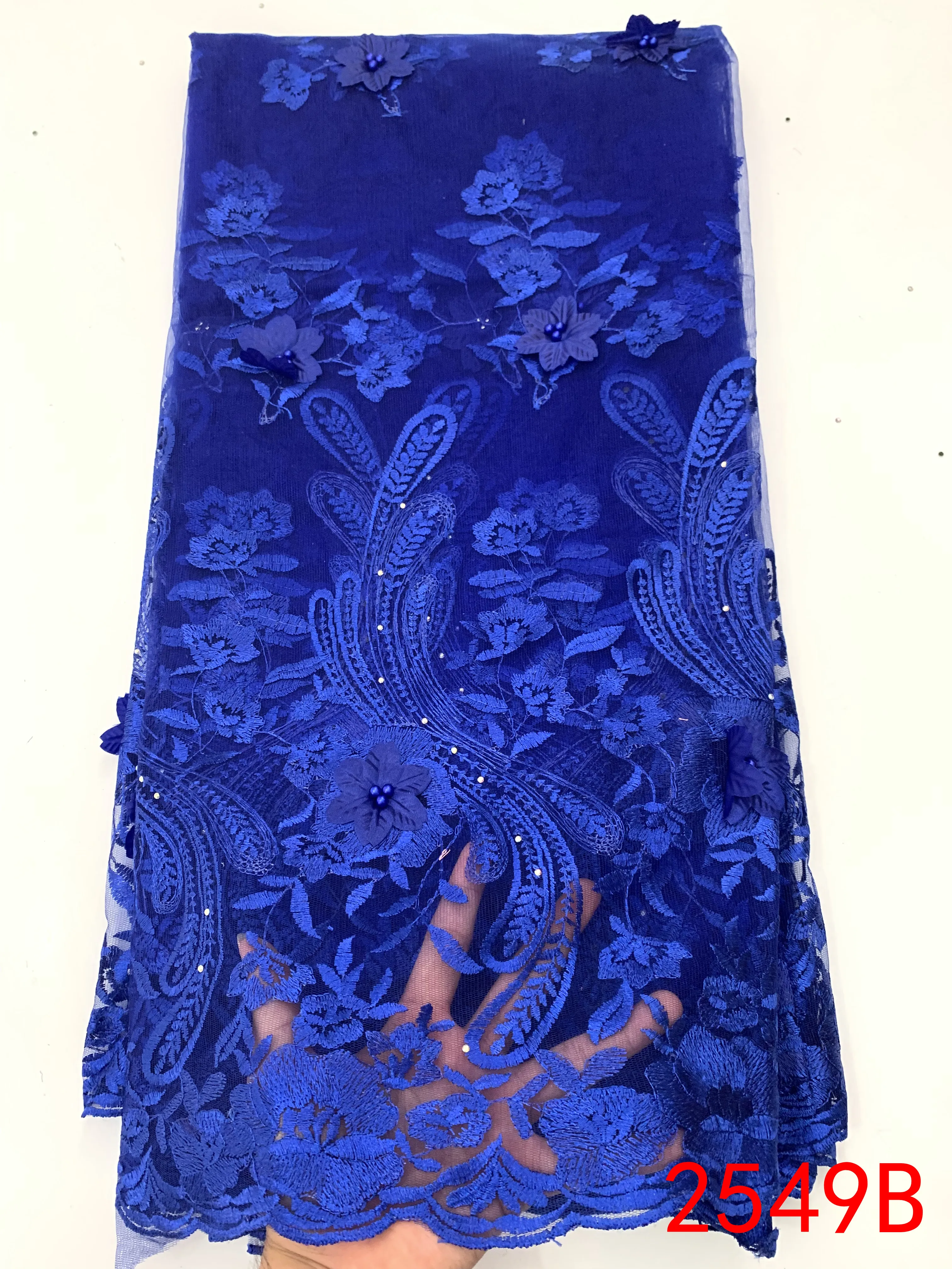 High Quality African Tulle Lace Fabric 3D Flowers Embroidered 2020 French Nigerian Laces Fabrics with Stones KS2549B | Аксессуары для