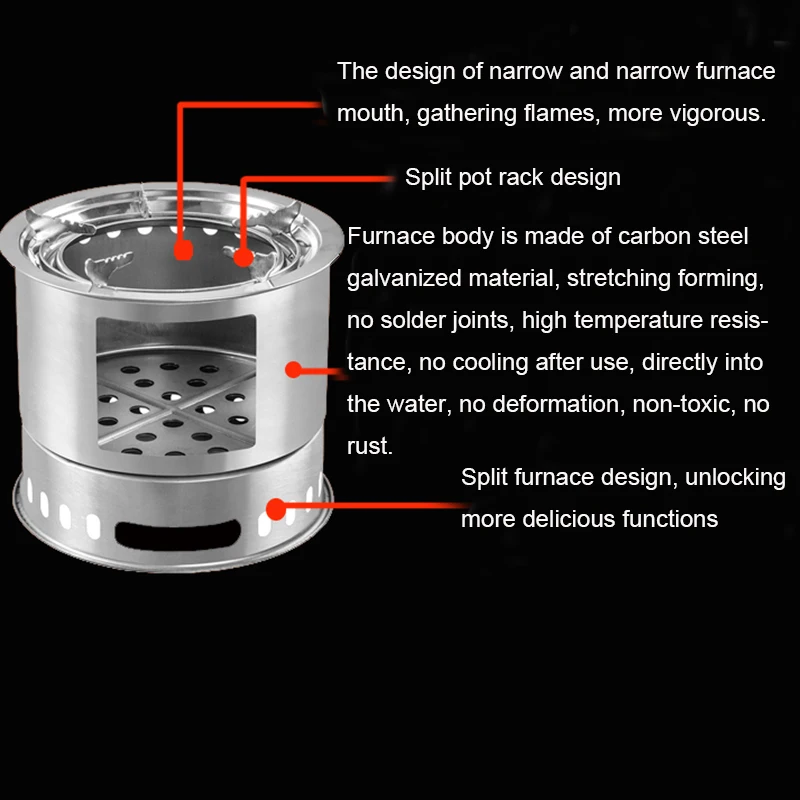 KA18 Multi-Purpose Fuel Stove Foldable Outdoor Firewoods Coal Camping Barbecue String Stew Whole Set Description of | Спорт и