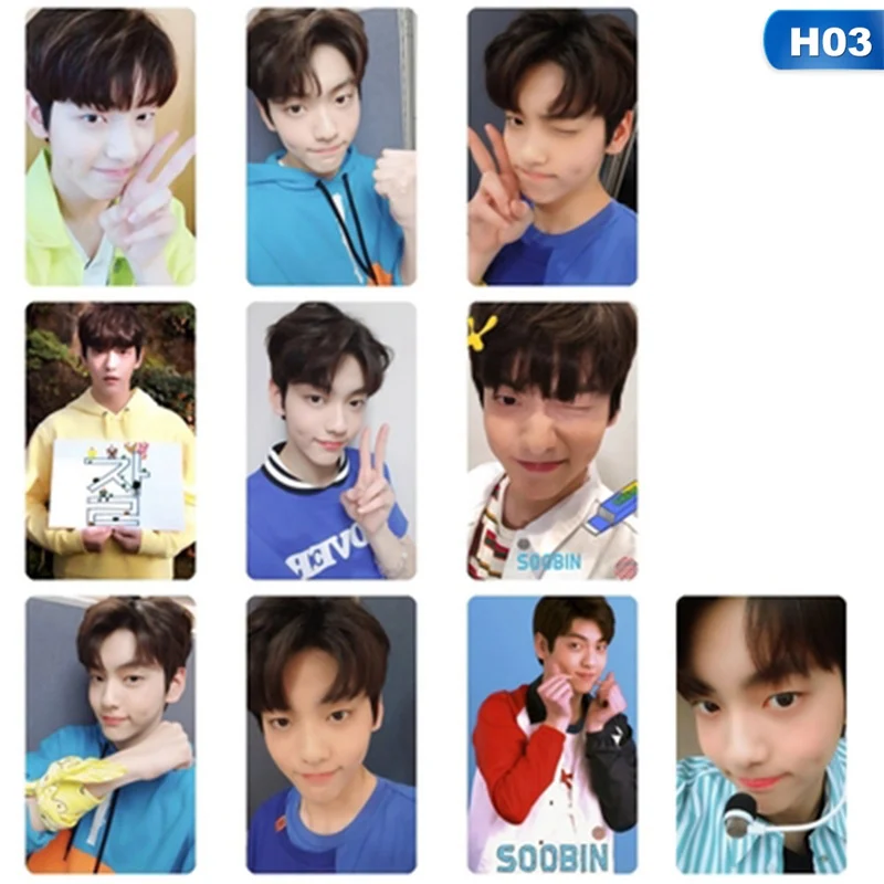H03 Kpop TXT членов с украшением в виде кристаллов карты Стикеры soobin beomgyu селфи фото stikcy карты завтра X вместе Фотокарта Стикеры 10 шт./компл - Цвет: H03