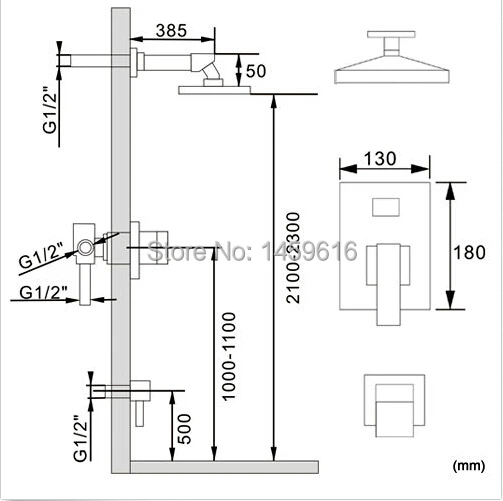 

Free shipping Bathroom Rainfall Shower Complete Faucet Shower Set Concealed shower rain fall W009