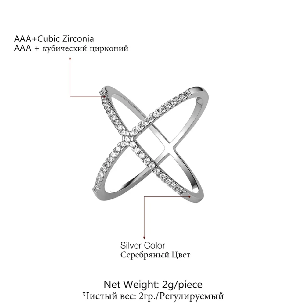 U7 Простой Кристалл Сфера Крест Кольца с Камнями Золотой/Серебряный Цвет Циркон x