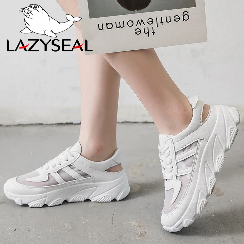 LazySeal/ботильоны на платформе увеличивающие рост женская обувь плоской подошве со