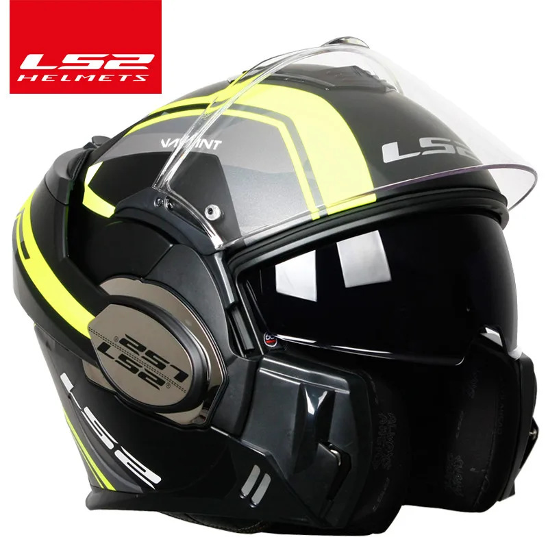 yellow brave LS2 FF399 флип-ап мото rcycle шлем двойной козырек Аутентичные LS2 Valiant анфас шлемы moto capacete cascos - Цвет: yellow brave