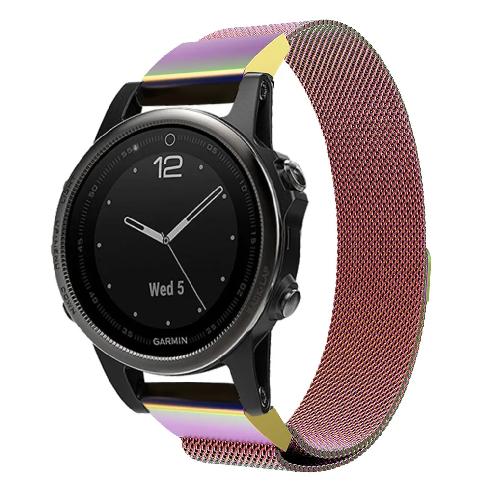 Миланские магнитные часы ремешок для Garmin Fenix 5 5S 5X20 мм 22 мм 26 мм нержавеющая сталь Металл Quick Fit Ремешки для наручных часов