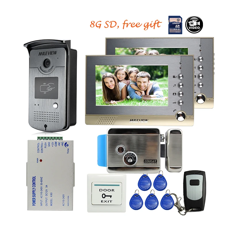 Бесплатная доставка Бренд 7 &quotЦвет Экран видео телефон двери внутренной связи + 2